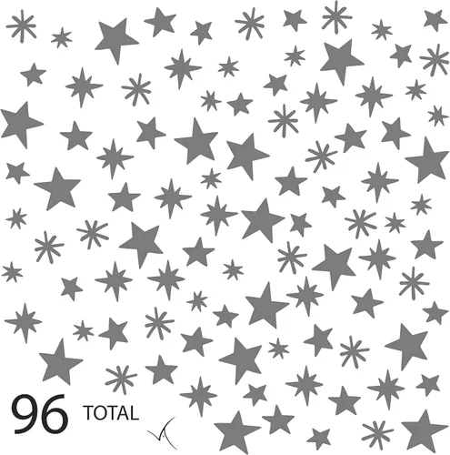 Vista 7 de Mix Stars Sky - Calcomanías de pared para niños, habitación de bebé, cuarto de bebé y sala de estar. 96 piezas calcomanías adhesivas de vinilo