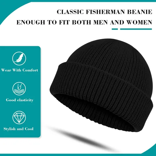 Vista 3 de SATINIOR Gorro de invierno para hombre y mujer, con borde enrollable, con borde enrollable