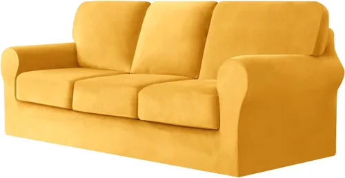 Vista 79 de UNBBRRL Fundas de sofá de 3 piezas para sofá, funda de terciopelo elástico para sillón con 1 funda de cojín de asiento y 1 funda de respaldo