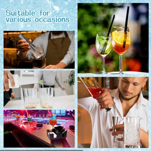 Vista 6 de 28 piezas de suministros de bartending bandeja para decorar con tapa, barra de 3 niveles, 14 vertedores de botellas de licor, 2 botellas de plástico