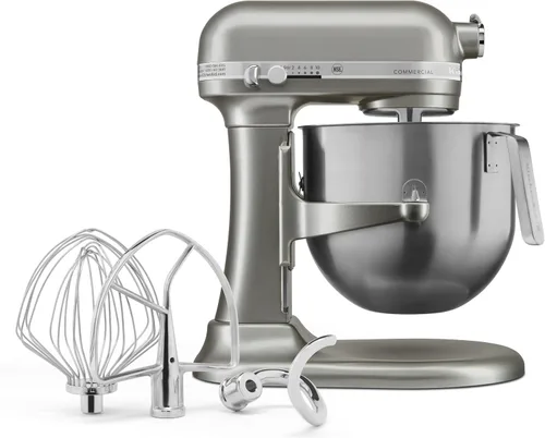 Vista 3 de KitchenAid KSM8990CU Mezclador comercial de encimera de 8 cuartos de galón, 10 velocidades, impulsado por engranajes, contorno plateado