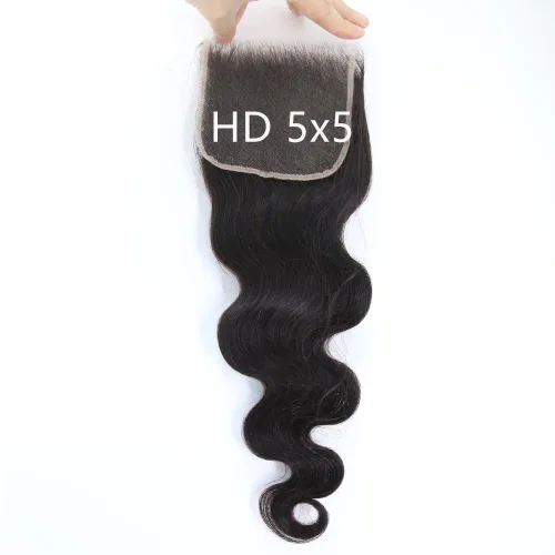 Vista 10 de Afro Kinky Curly 5x5 HD Cierre de encaje prearrancado con borde rizado de bebé 4B 4C, cierre de encaje HD de cabello humano transparente