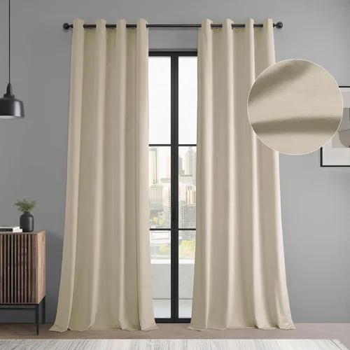Vista 10 de HPD Half Price Drapes Juego de 2 paneles de cortinas básicas de terciopelo para oscurecer la habitación, cortinas con ojales de 96 pulgadas