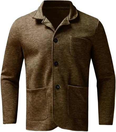 Vista 2 de Chaqueta casual para hombre, ligera, de lino, deportiva, con botones, con bolsillos