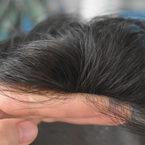 Vista 3 de Mens Toupee Europeo Cabello Humano Toupee Para Hombres Pieza De Pelo V-Looped Sistema De Cabello Para Hombres Piel Super Delgada Hombres Hairpieces