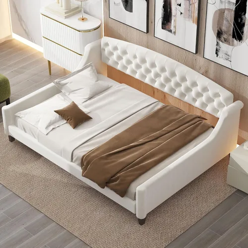Vista 12 de Harper & Bright Designs Sofá cama tapizado de tamaño individual con botón moderno y lujoso copetudo, marco de madera, sofá cama de terciopelo,