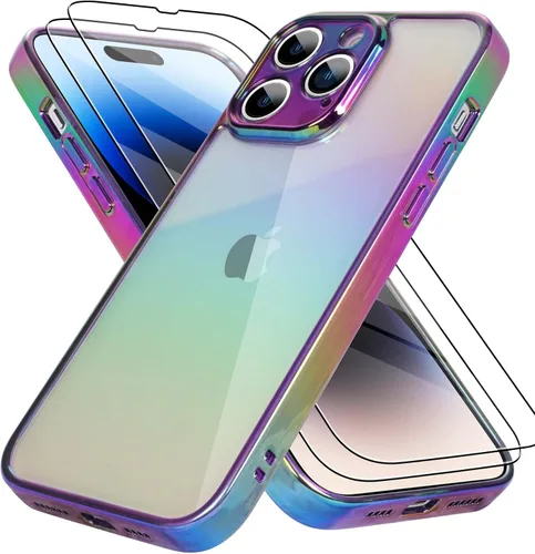 Vista 30 de Bonoma Funda magnética para iPhone 13 【Soporte para Magsafe】Protector de cámara de lujo de cristal fluorescente iridiscente con láser brillante + 2