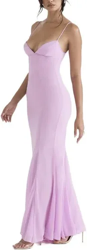 Vista 4 de Sastianaen Vestido largo sexy para mujer, sin mangas, recortado, sin espalda, con abertura hasta los muslos, vestido de fiesta