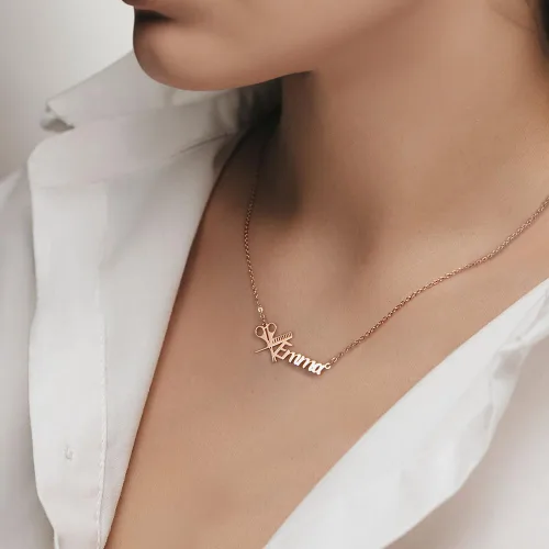 Vista 2 de Collar de peluquero personalizado con nombre de tijera, collar de peluquería con nombre personalizado, joyería de tijera, collar para estilista