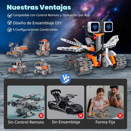 Vista 6 de Kit de construcción de robot STEM para niños 8-12, aplicación 5 en 1