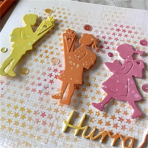 Vista 7 de Briartw Juego de 6 troqueles de corte de metal para niños y niñas, para manualidades, álbumes de recortes, plantillas en relieve, álbum, tarjetas
