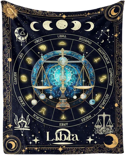 Vista 20 de Manta del Zodiaco Acuario para Niños y Niñas, Diseño Temático de Astrología Secreta Impreso, Mantas de Tiro para Niños, Regazo, Silla, Manta Suave
