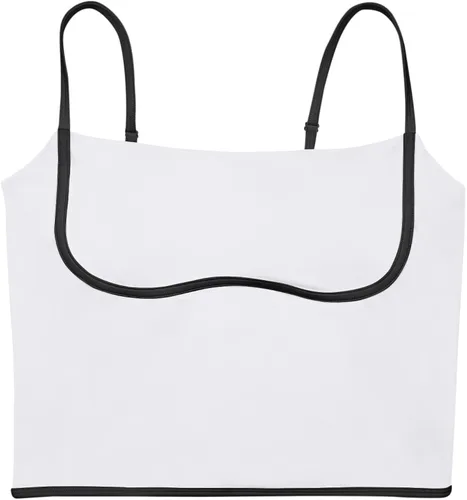 Vista 5 de Cyanstyle Brasier deportivo con tirantes delgados para mujer, cuello cuadrado, acolchado, para entrenamiento, fitness, camiseta corta sin mangas