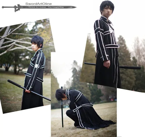 Vista 4 de Cos2be Disfraz de cosplay de Kirito en línea de arte de espada de anime SAO