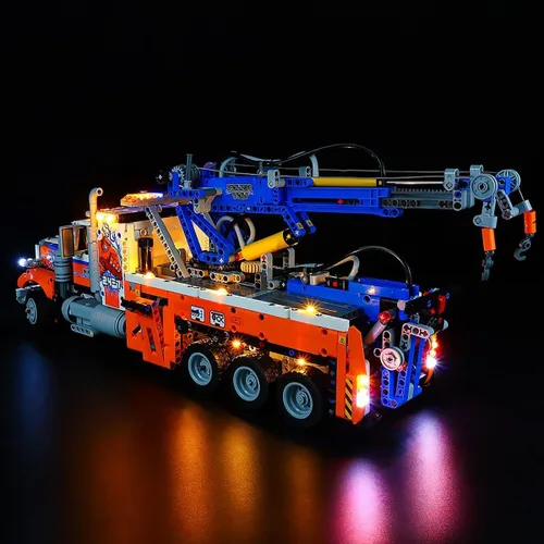 Vista 6 de Kit de luz LED RC con sonido compatible con Lego 42128, kit de iluminación de construcción para (camión de remolque de alta resistencia)