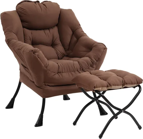 Vista 33 de Furlide - Silla perezosa con otomana, silla moderna con reposapiés plegable, silla de acento de salón, silla de lectura cómoda, sillones grandes
