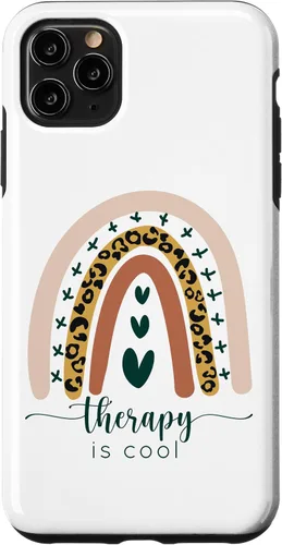 Vista 11 de iPhone 15 Therapy is Cool Mental Health Awareness Rainbow Leopard Cute Case