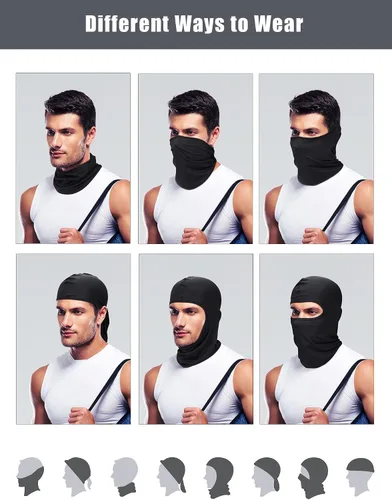 Vista 5 de SATINIOR 9 máscaras de esquí para hombres, cubierta completa de la cara, protección solar UV, pasamontañas refrescante, polaina, ropa, bufanda