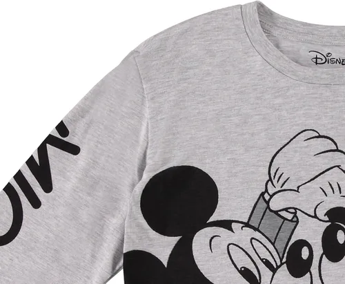 Vista 3 de Disney Camisa de moda de Mickey Mouse para mujer, cuello redondo recortado con estampado de manga