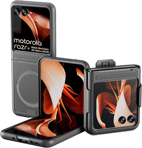Vista 9 de Funda diseñada para Motorola RAZR (2023) con funda de clip para cinturón, compatible con cargadores Magsafe, funda de teléfono de doble capa a