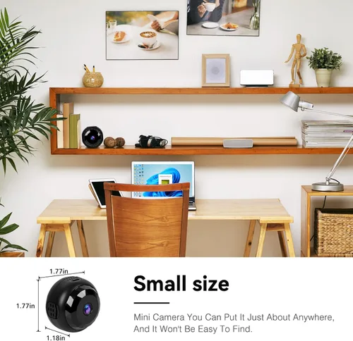 Vista 4 de MCJ Mini cámara WiFi 4K – Cámara de seguridad interior con alimentación en vivo de video, detección de movimiento, visión nocturna, no incluye