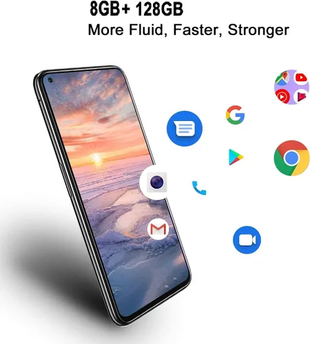Vista 2 de Teléfono Android, X30 8GB+128GB teléfono celular desbloqueado, pantalla de 6.4 pulgadas, cámara de 48 MP, teléfono celular 4G Dual SIM, batería