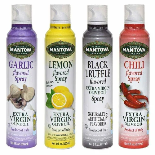 Vista 7 de Mantova Spray de aceite de oliva virgen extra con sabor a ajo, espray de cocina saludable para el corazón, perfecto para ensaladas, salsas de pasta