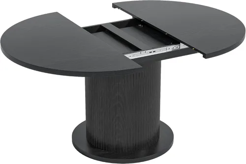 Vista 6 de Mesa de comedor redonda de 59 pulgadas para 6, moderna mesa de cocina de granja, mesas de comedor circulares con base de tira de madera para cocina