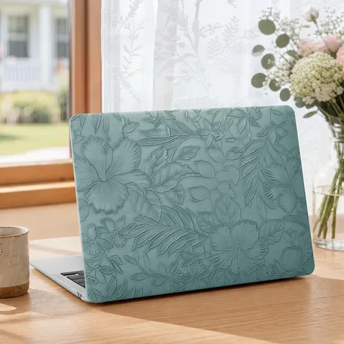 Vista 16 de iCasso - Funda compatible con MacBook Air de 13 pulgadas, versiones 2020-2018 A2337 M1 A2179 A1932, carcasa rígida de plástico con textura de cuero