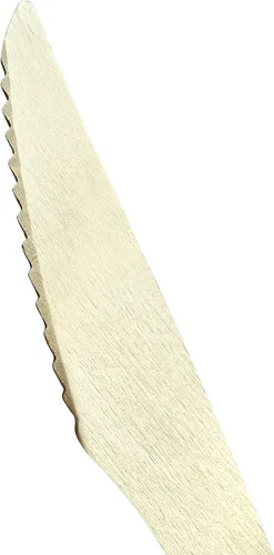 Vista 4 de KingSeal Cuchillo de madera desechable certificado FSC, biodegradable y respetuoso con el medio ambiente, 6.5 pulgadas de largo, 100