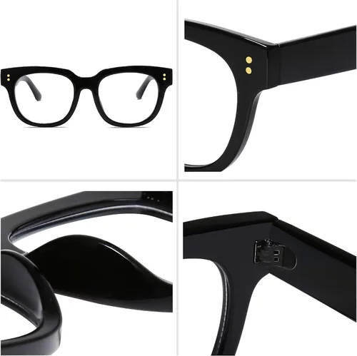 Vista 4 de SOJOS Oversized Square Anti Blue Light Blocking Glasses for Women Thick Computer Eyeglasses Double Metal Studs SJ5053B