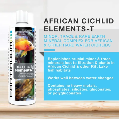 Vista 2 de Continuum Aquatics Elementos Cíclidos Africanos T, Minerales del Lago Rift 20L