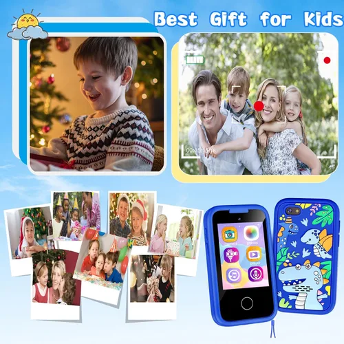 Vista 7 de Teléfono para niños de regalo de cumpleaños, juguete para niñas y niños de 3, 4, 5, 6, 7, 8, 9, 10 años, teléfono inteligente para niños pequeños