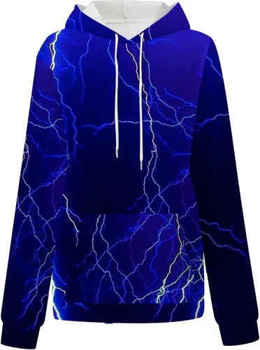 Vista 3 de Acrelis Sudaderas con capucha para mujer, talla grande, manga larga, con cordón, lindo estampado, ropa de otoño, 05-azul oscuro