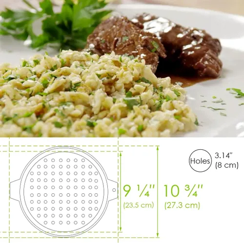 Vista 6 de Tapa de acero inoxidable con raspador para hacer fideos tradicionales alemanes, para hacer fideos, para hacer cacerola