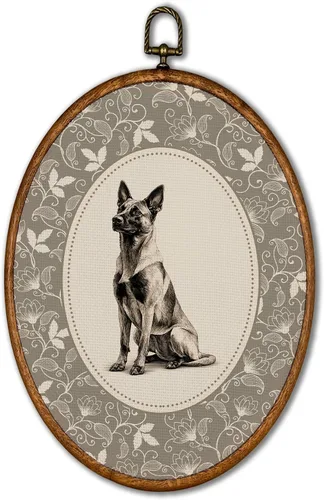 Vista 27 de KSDUT Arte de pared ovalado de perro pastor australiano floral retro de 8.6