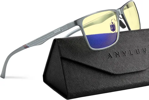 Vista 18 de ANYLUV Blue Light Glasses Men, Relieve Eyestrain and Eye Protection, Al-Mg Metal Computer Blue Light Blocking Glasses