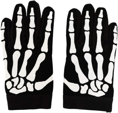Vista 3 de Guantes de motociclista de esqueleto con calavera y hueso, talla XS