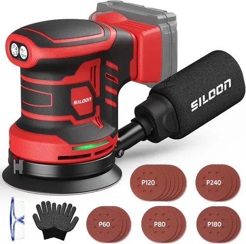 Vista 11 de Lijadora Orbital Aleatoria Inalámbrica Compatible con Dew 20V Max, Lijadora Orbital sin Escobillas de 5 Pulgadas con 19000 RPM 6 Velocidades