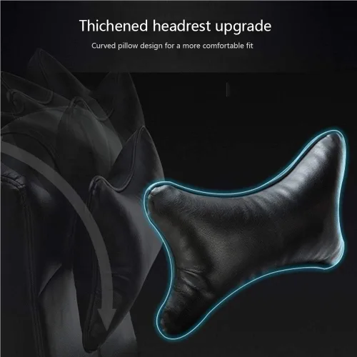 Vista 3 de Leather Desk Gaming Chair Height Adjustable Ergonomic High Backrest Office Computer Chairs with Headrest and Lumbar Support for Reception Study Milk