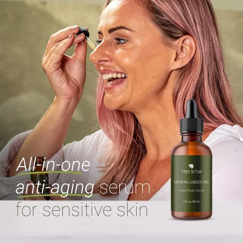 Vista 3 de Tree to Tub Suero hidratante facial y facial para cara y arrugas, ácido hialurónico a base de agua, vitamina C y E, aloe orgánico, té verde, ginseng