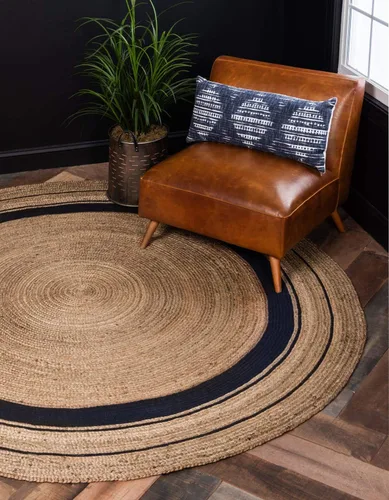 Vista 16 de Unique Loom Colección de yute trenzado de calidad clásica, tejida a mano con diseño costero, 2 pies 0 pulgadas x 3 pies 0 pulgadas, natural/azul