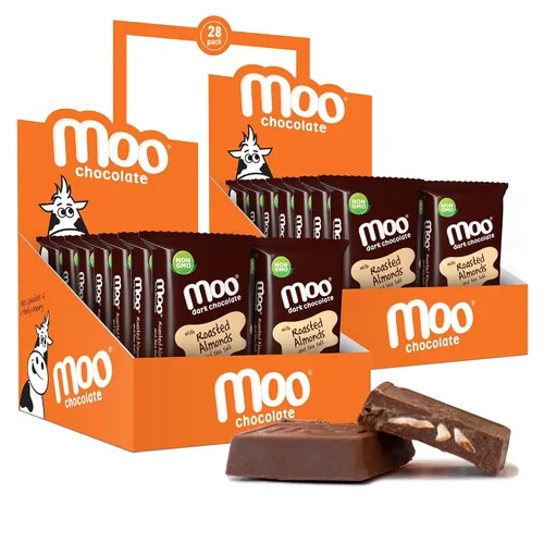 Vista 12 de Moo Chocolates ' Mini barras de chocolate negro sólido natural, 0.7 onzas (14 unidades)