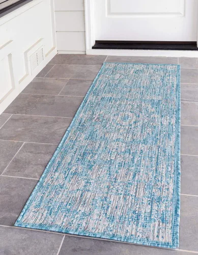 Vista 28 de Unique Loom Alfombra de la colección tradicional para exteriores, desgastada durante el tiempo (octágono de 5 pies y 3 pulgadas, azul/gris)