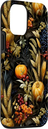 Vista 3 de iPhone 12 mini otoño hojas caídas calabaza especia cosecha feliz otoño caso