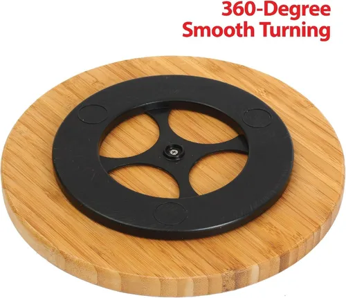 Vista 3 de YBM Home Bambú de madera antideslizante Lazy Susan Giratoria Completamente Giratoria para Armario de Despensa