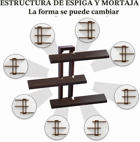 Vista 4 de yaqew Estantes flotantes variables de madera, juego de 4, estantes para baño de 28.35" máx., estantes de pared rústicos para sala de estar