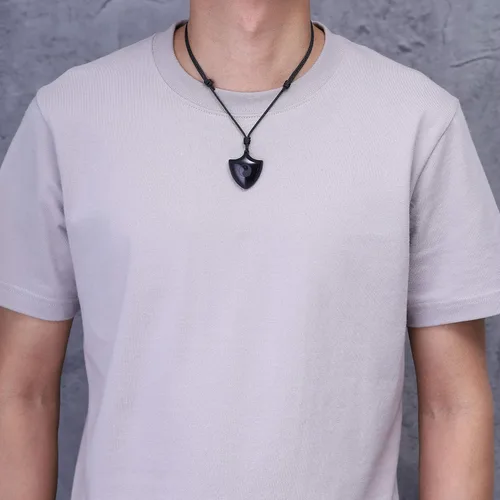 Vista 2 de COAI Collar de amuleto con colgante de obsidiana negra, Piedra, Obsidiana