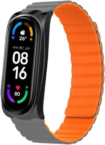 Vista 6 de Correa compatible con Xiaomi Mi Band 5, correa de silicona KangPlus con cierre magnético para mujeres y hombres, ajustable de 5.5-8.1 pulgadas Azul