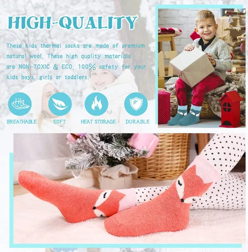 Vista 5 de Eocom - Medias de invierno cálidos de lana para niños y niñas 6 pares